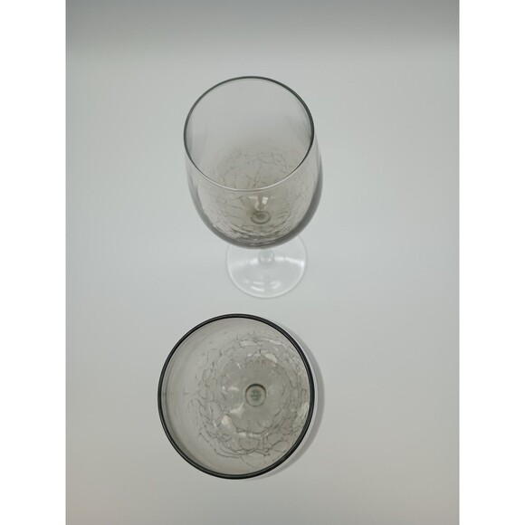 Pier 1 Smoke Crackle White Wine Glass 9" discontinued grey set of 2 - Picture 2 of 4